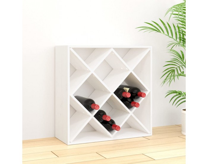 Sonata H Шкаф за вино, бял, 62x25x62 см, борово дърво масив