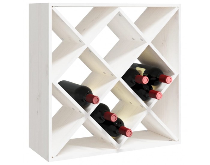 Sonata H Шкаф за вино, бял, 62x25x62 см, борово дърво масив