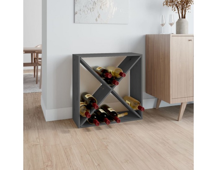 Sonata H Шкаф за вино, сив, 62x25x62 см, борово дърво масив