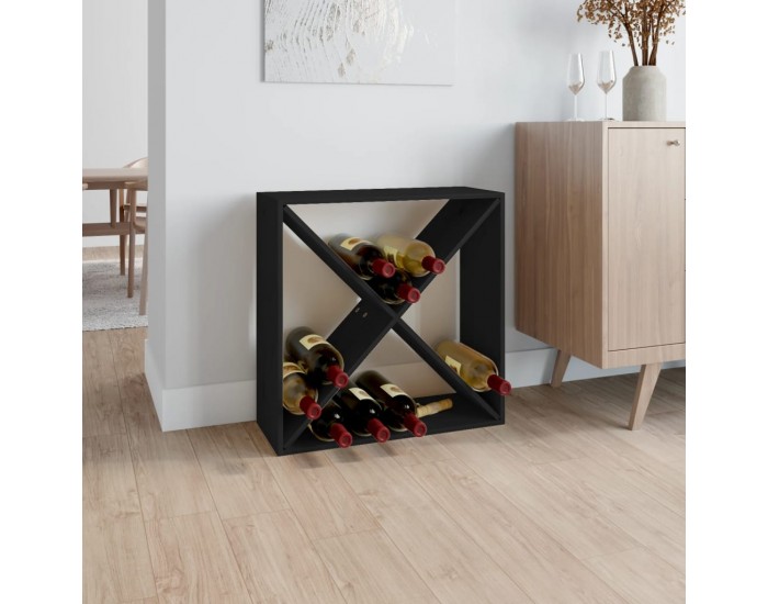 Sonata H Шкаф за вино, черен, 62x25x62 см, борово дърво масив