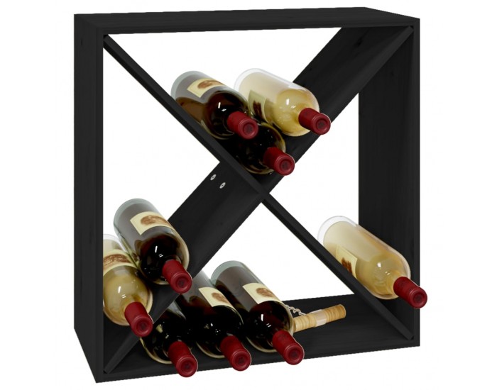 Sonata H Шкаф за вино, черен, 62x25x62 см, борово дърво масив