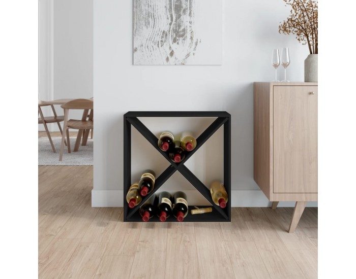 Sonata H Шкаф за вино, черен, 62x25x62 см, борово дърво масив