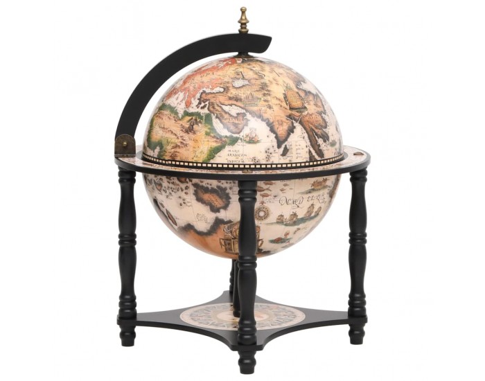 Sonata H Бар поставка за вино глобус, черна, масивно дърво евкалипт