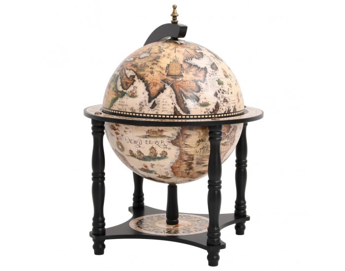 Sonata H Бар поставка за вино глобус, черна, масивно дърво евкалипт