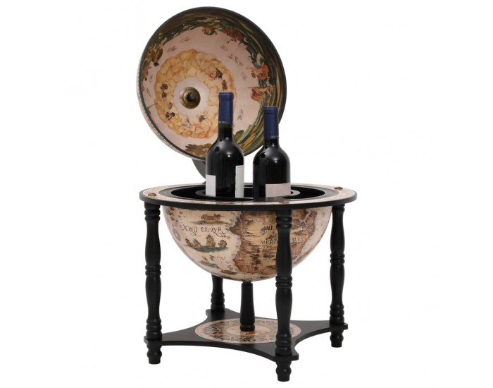 Sonata H Бар поставка за вино глобус, черна, масивно дърво евкалипт
