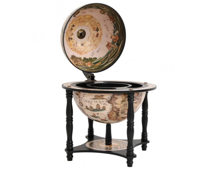 Sonata H Бар поставка за вино глобус, черна, масивно дърво евкалипт