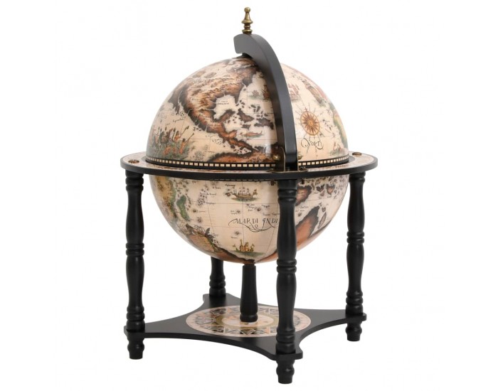 Sonata H Бар поставка за вино глобус, черна, масивно дърво евкалипт