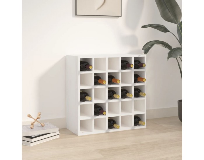 Sonata H Шкаф за вино, бял, 56x25x56 см, масивна дървесина, бор