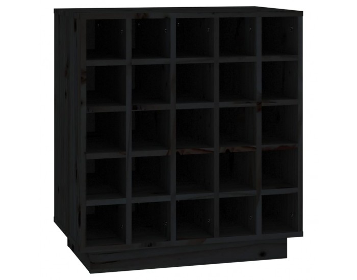 Sonata H Шкаф за вино, черен, 55,5x34x61 см, борово дърво масив