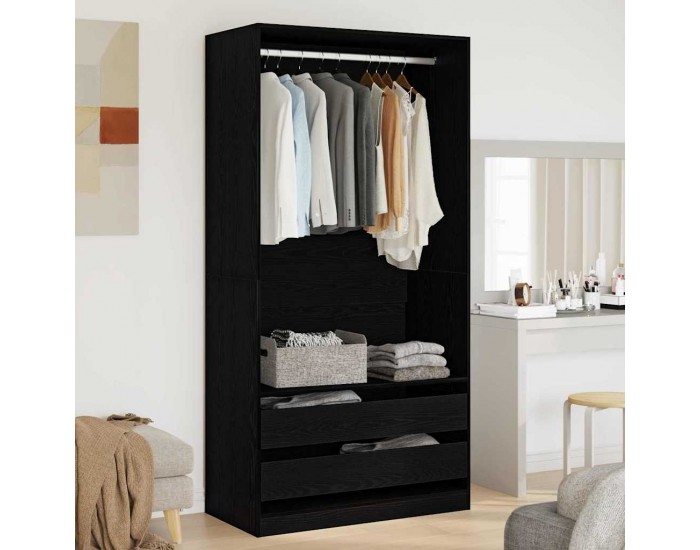 Sonata H Гардероб с чекмедже Черен дъб 100 x 50 x 200 см Инженерно дърво