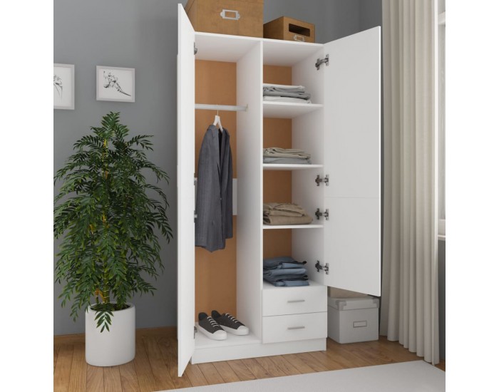 Sonata H Гардероб, бял, 80x52x180 см, инженерно дърво