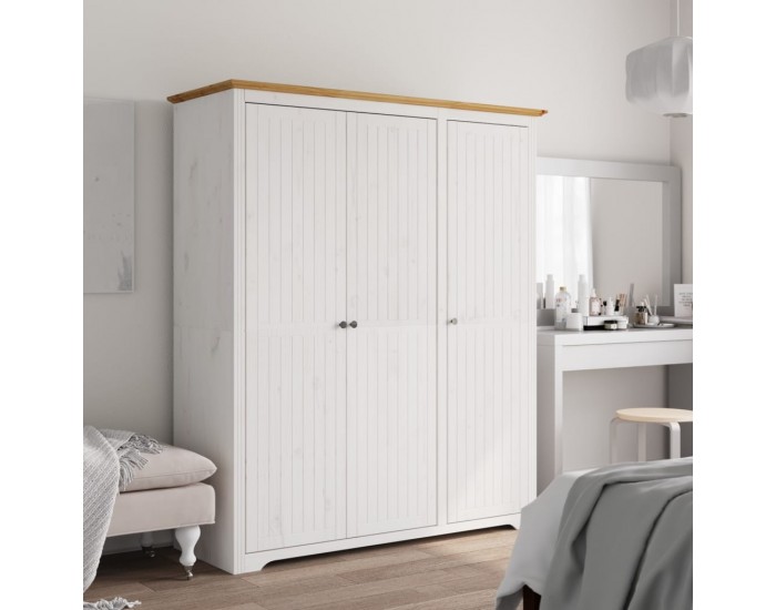 Sonata H Гардероб BODO, бяло и кафяво, 146x53,5x173 см, бор масив
