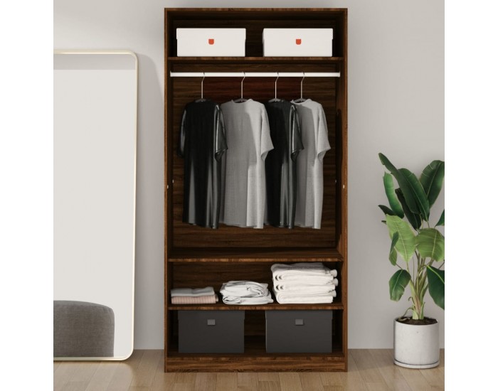 Sonata H Гардероб, кафяв дъб, 100x50x200 см, инженерно дърво