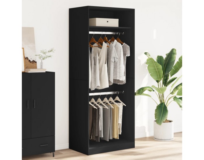 Sonata H Гардероб, черен, 80x50x200 см, инженерно дърво