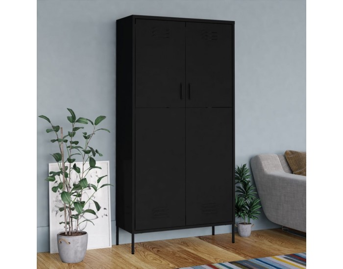 Sonata H Гардероб, черен, 90x50x180 см, стомана