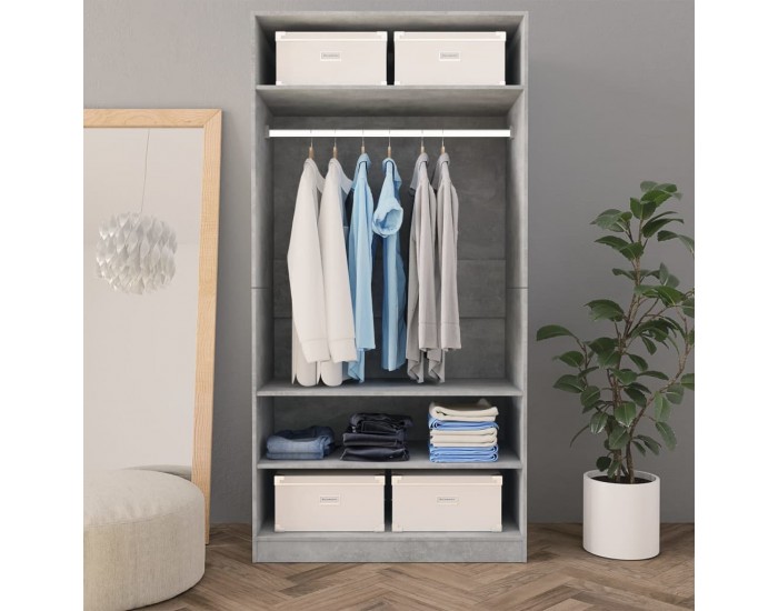 Sonata H Гардероб, бетоново сиво, 100x50x200 см, ПДЧ