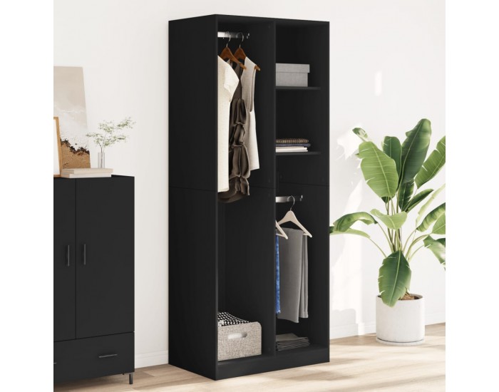 Sonata H Гардероб, черен, 80x50x200 см, инженерно дърво