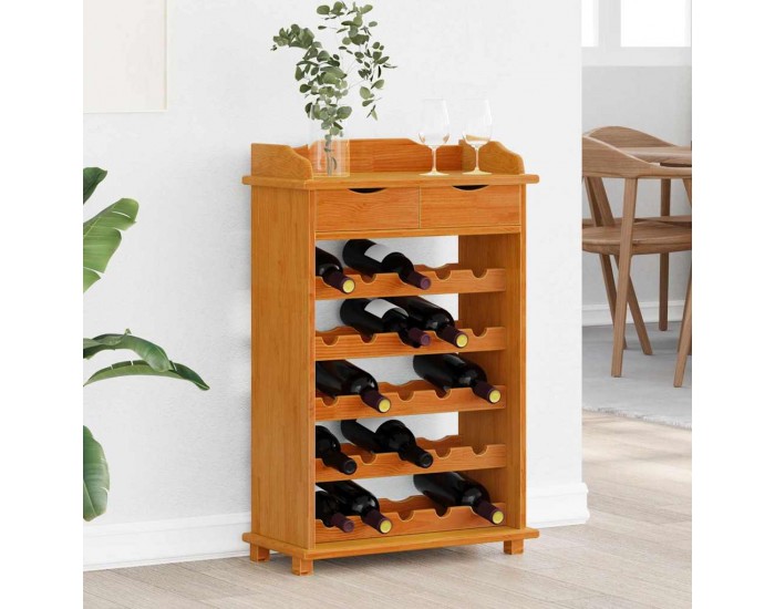 Sonata H Винен рафт Кафяво 90 x 60 x 30 см Борово дърво масив