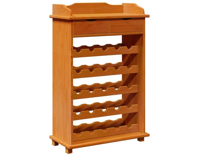 Sonata H Винен рафт Кафяво 90 x 60 x 30 см Борово дърво масив