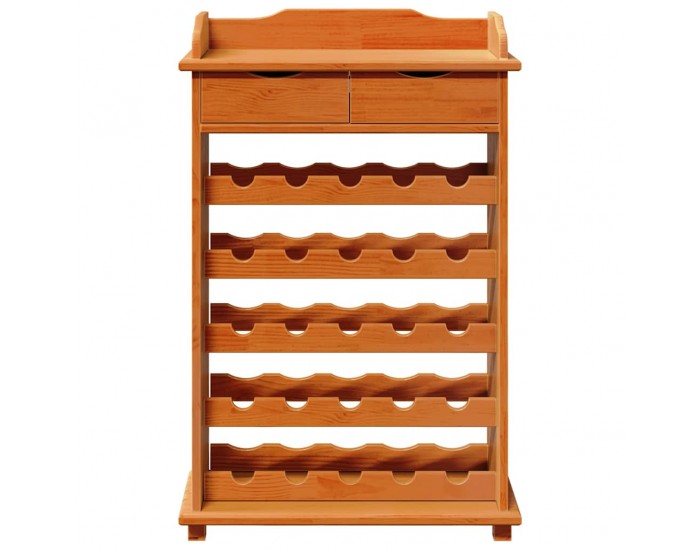 Sonata H Винен рафт Кафяво 90 x 60 x 30 см Борово дърво масив