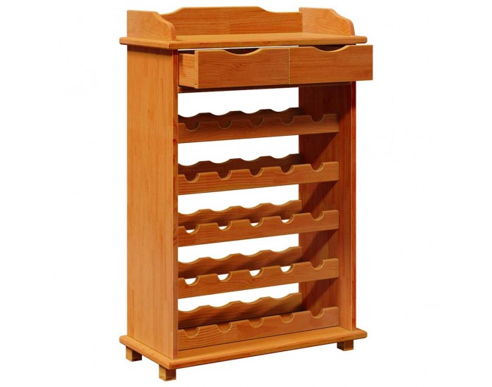 Sonata H Винен рафт Кафяво 90 x 60 x 30 см Борово дърво масив