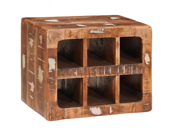 Sonata H Винен рафт Кафяво 44 x 30 x 35 см Солидно рециклирано дърво