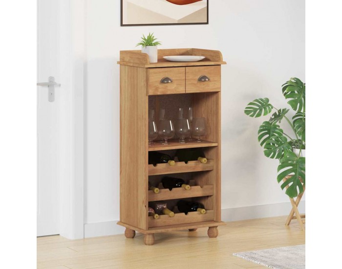 Sonata H Шкаф за вино ASKIM Кафяво 57 x 37 x 114 см Борово дърво масив