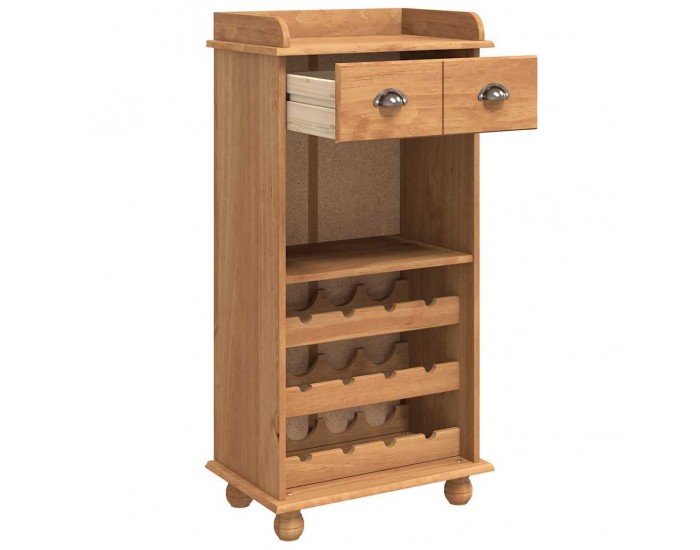 Sonata H Шкаф за вино ASKIM Кафяво 57 x 37 x 114 см Борово дърво масив