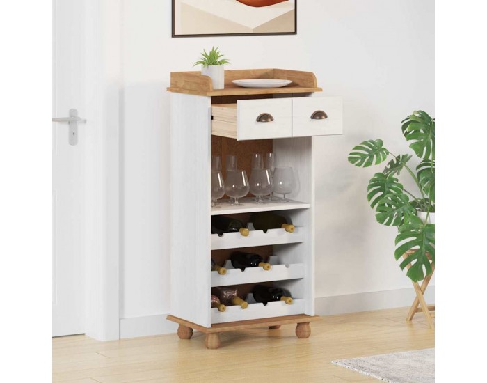 Sonata H Шкаф за вино ASKIM Бяло 57 x 37 x 114 см Борово дърво масив