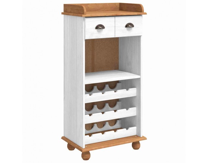 Sonata H Шкаф за вино ASKIM Бяло 57 x 37 x 114 см Борово дърво масив