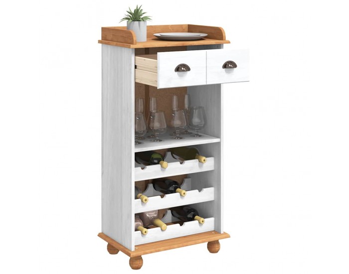 Sonata H Шкаф за вино ASKIM Бяло 57 x 37 x 114 см Борово дърво масив