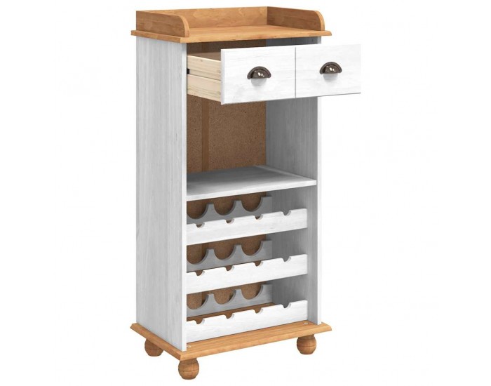 Sonata H Шкаф за вино ASKIM Бяло 57 x 37 x 114 см Борово дърво масив