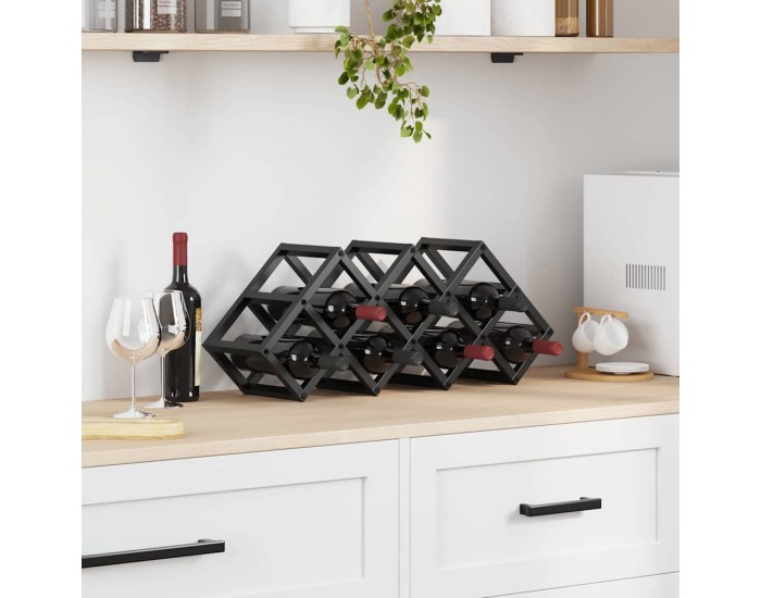 Sonata H Винен рафт Черно 63 x 16.5 x 25 см Прахово боядисана стомана