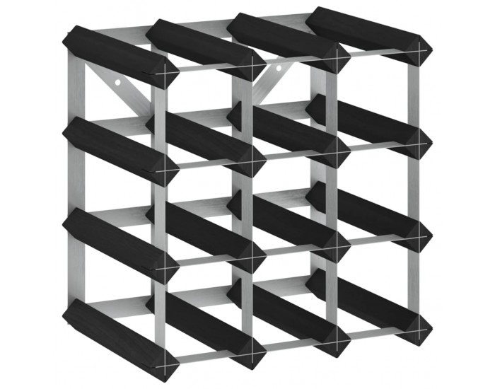 Sonata H Стойка за вино за 12 бутилки, черна, масивна борова дървесина