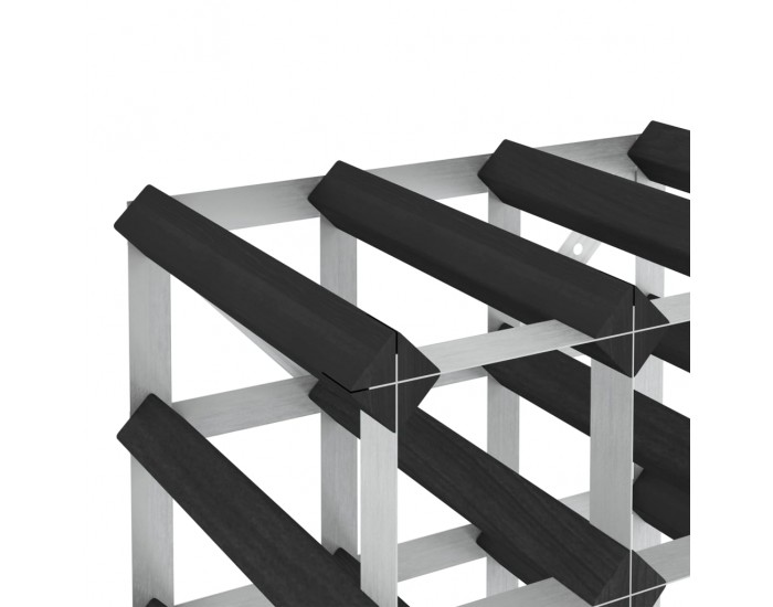 Sonata H Стойка за вино за 12 бутилки, черна, масивна борова дървесина
