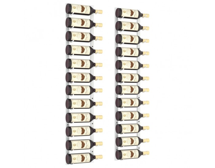 Sonata H Стойки за вино за 12 бутилки, стенен монтаж, 2 бр, бели, желязо