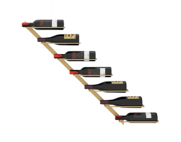 Sonata H Стойка за вино за 7 бутилки, стенен монтаж, златиста, метал