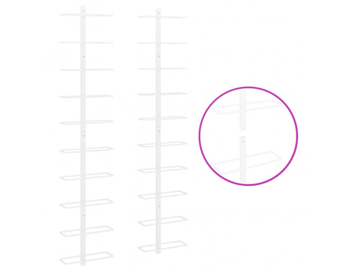 Sonata H Стойки за вино за 10 бутилки стенен монтаж 2 бр бели метални