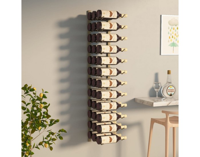 Sonata H Стойка за вино за 36 бутилки, стенен монтаж, златиста, желязо