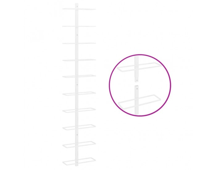 Sonata H Стойка за вино за 10 бутилки, стенен монтаж, бяла, метал