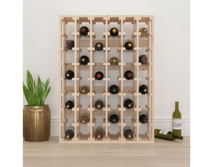 Sonata H Поставка за вино 70x33x94 см масивна чамова дървесина