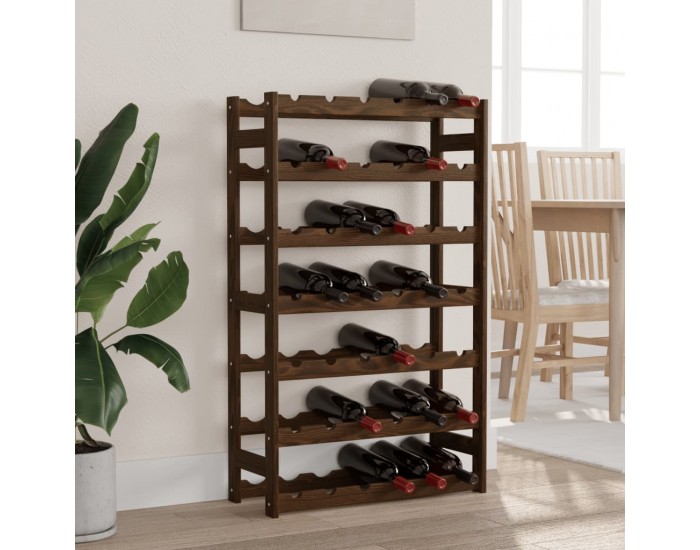 Sonata H Стойка за вино за 42 бутилки, кафява, бор масив