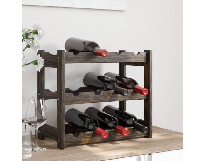 Sonata H Поставка за вино за 12 бутилки, черна, бор масив