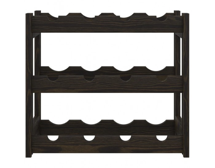 Sonata H Поставка за вино за 12 бутилки, черна, бор масив