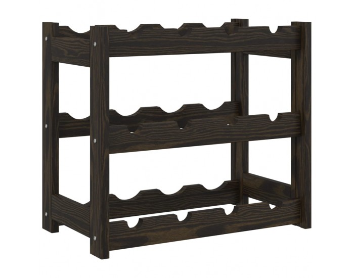 Sonata H Поставка за вино за 12 бутилки, черна, бор масив