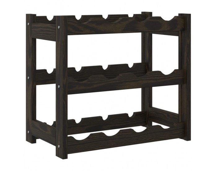 Sonata H Поставка за вино за 12 бутилки, черна, бор масив