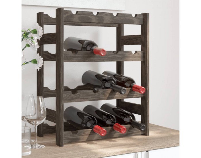 Sonata H Стойка за вино за 16 бутилки, сива, бор масив