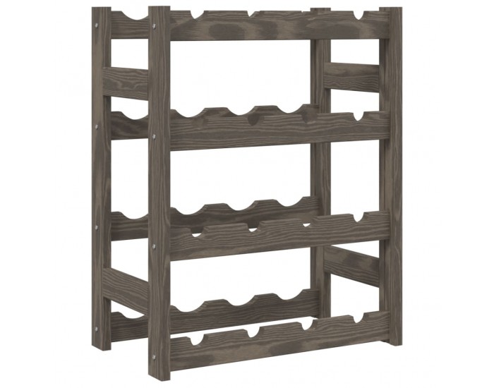 Sonata H Стойка за вино за 16 бутилки, сива, бор масив