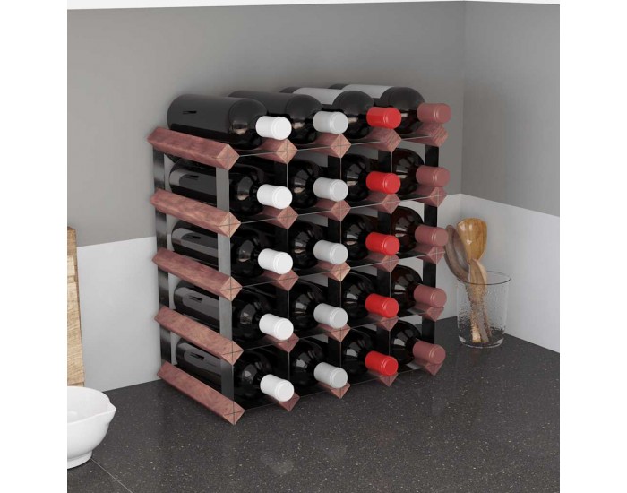 Sonata H Стойка за вино за 20 бутилки, кафява, бор масив