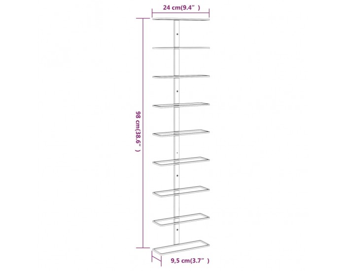 Sonata H Стойка за вино за 9 бутилки, стенен монтаж, златиста, желязо